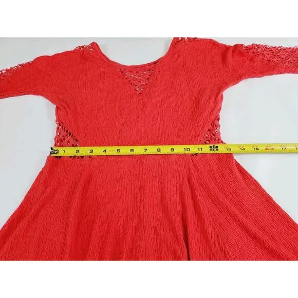 Free People Womens Small Red To The Point Lace Accent‎ Dress Party Festival Mini - Picture 12 of 16